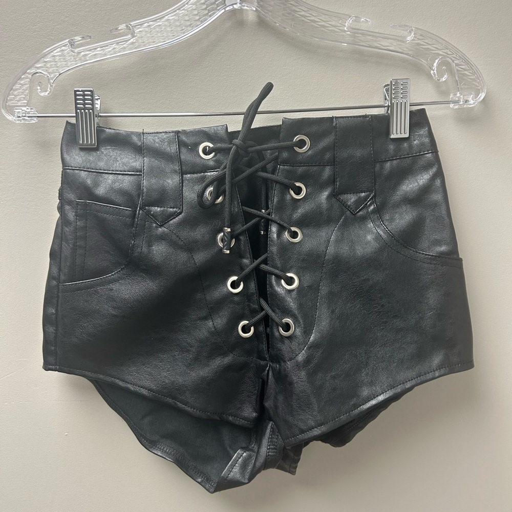 Lioness Black Skyler Grey Lace‎ Up Shorts